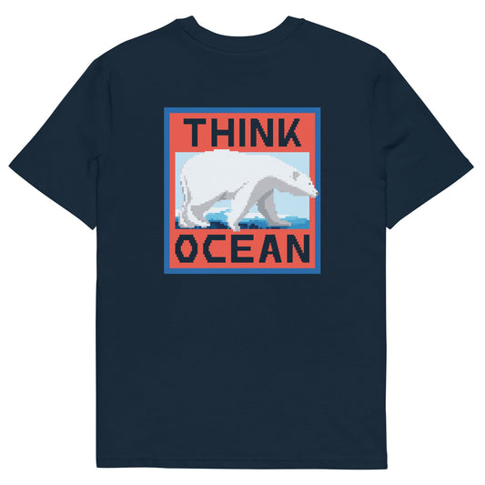 Think Ocean Polar Bear Pixel Art Organic Cotton T-Shirt