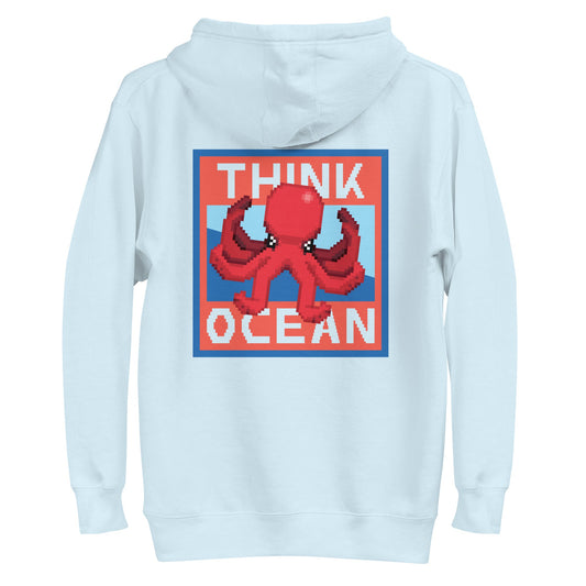 Think Ocean Octopus Pixel Art Cotton Blend Hoodie