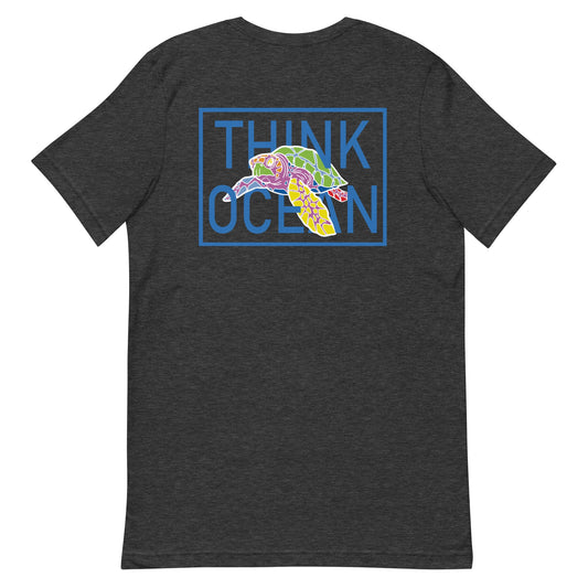 Think Ocean Turtle Fluorescence Cotton Embroidered T-Shirt
