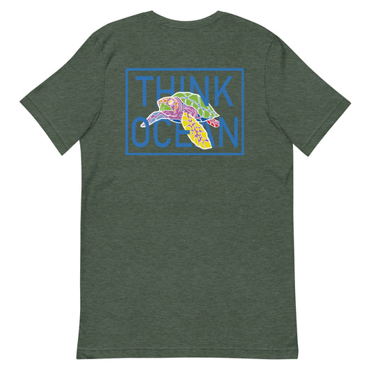 Think Ocean Turtle Fluorescence Cotton Embroidered T-Shirt