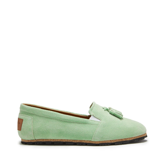Hugs & Co. Women’s Tasselled Espadrilles – Lagoon Green Suede | Sustainable Elegance