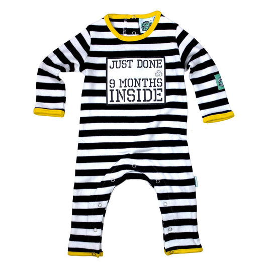 Work Colleague Baby Gift – Just Done 9 Months Inside® - Yellow Baby Grow by Lazy Baby®